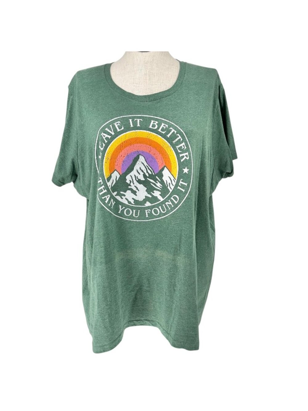 Leave It Better Graphic T-Shirt Green Plus 3XW Cotton Blend by Instant Message